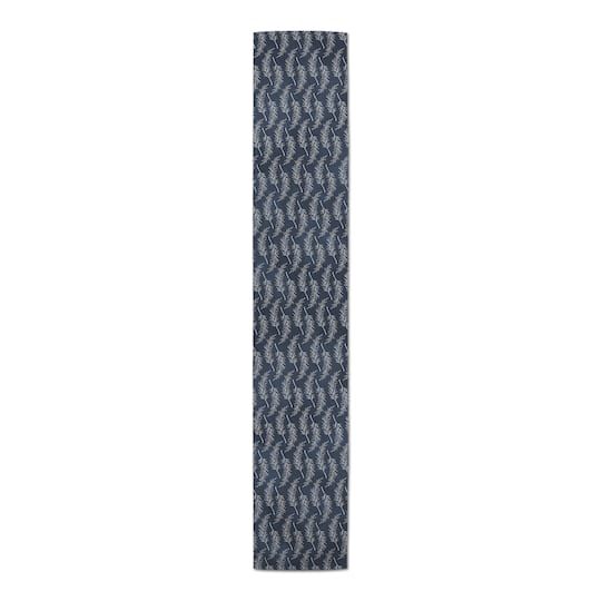 Fern Leaves On Navy Outdoor Table Runner